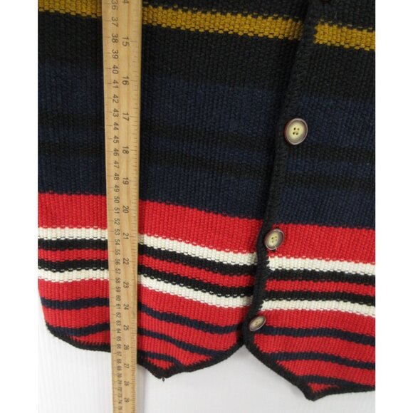 VINTAGE Structure Vest Large Red Southwestern 90s Waistcoat Sweater - Picture 3 of 8